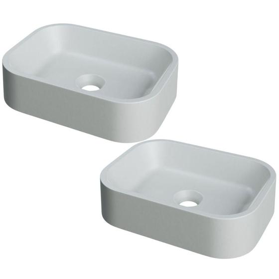 Imagem de Kit 02 Cubas de Apoio Retangular Para Banheiro Lavabo C01 BR37W Cinza Matte Fosca  - Lyam