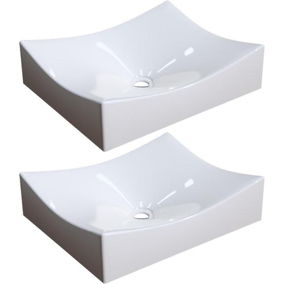 Imagem de Kit 02 Cubas de Apoio Retangular Para Banheiro Lavabo C01 ML44W Bege - Lyam Decor