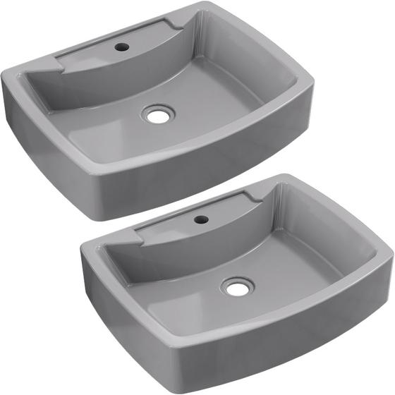 Imagem de Kit 02 Cubas de Apoio Retangular Para Banheiro Lavabo C01 RT50 Cinza - Lyam Decor