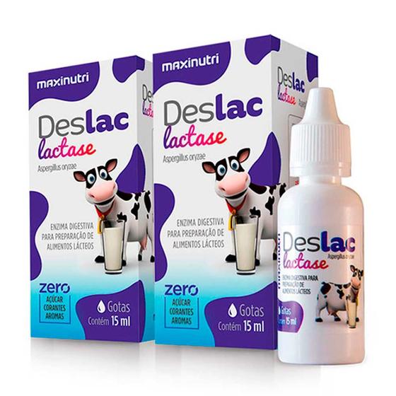 Imagem de Kit 02 Deslac Lactase Gotas 15ml Maxinutri