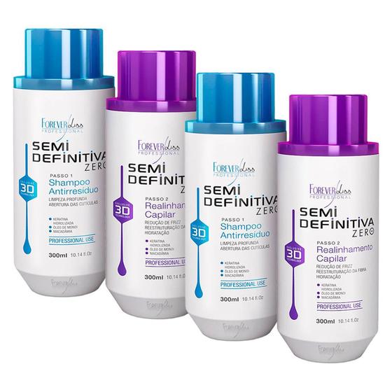 Kit 02 Escova Semi Definitiva Zero Forever Liss 2x300ml Menor preço em Kit 02 Escova Semi Definitiva Zero Forever Liss 2x300ml