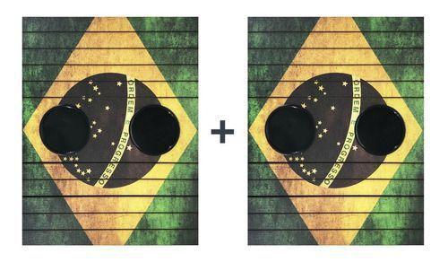 Imagem de Kit 02 Esteiras para Braço Sofá com Porta Copos Bandeira Brasil ET017