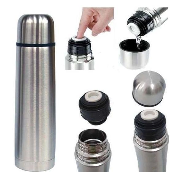 Imagem de Kit 02 Garrafas Térmica Aço inox Água Gelada Com Bolsa 400ML