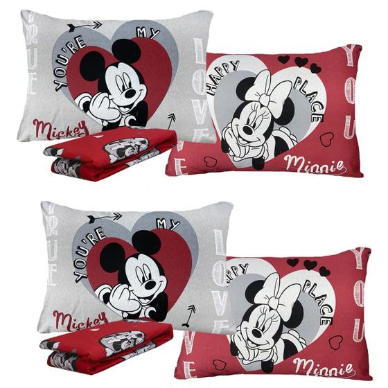 Imagem de Kit 02 Jogos De Lençol Casal Disney 3 Peças Infantil Mickey E Minnie Portallar