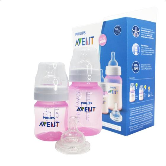 Imagem de Kit 02 Mamadeiras Clássica 125 e 260ml Philips Avent - Rosa + 01 Bico 4 extra SCY119/14