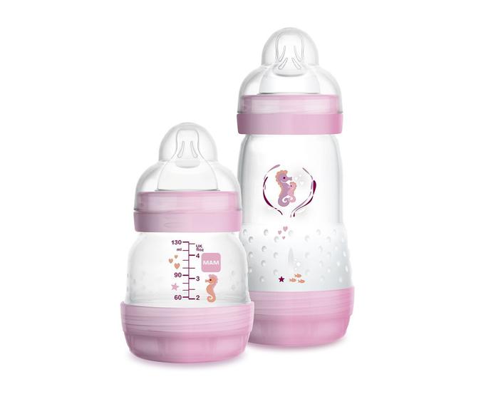 Kit 02 Mamadeiras MAM Easy Star 130/260ml Rosa Anti Colica Menor preço em Kit 02 Mamadeiras MAM Easy Star 130/260ml Rosa Anti Colica