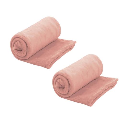 Imagem de Kit 02 Manta Mantinha Coberta de Sofá Microfibra Soft Luxo 100x120cm Decorativo Salmão - Ahazzo Móveis