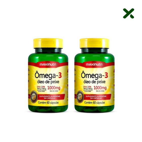 Imagem de Kit 02 Ômega 3 Óleo de Peixe 60 Cápsulas 1000mg Loja Maxinutri