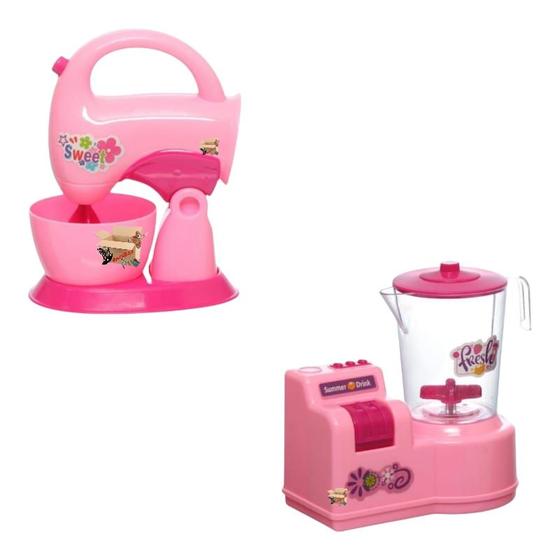 Imagem de Kit 02 OU 03 Brinquedos Infantil Liquidificador + Batedeira + Cafeteira Com Som E Luz De Verdade - Etitoys