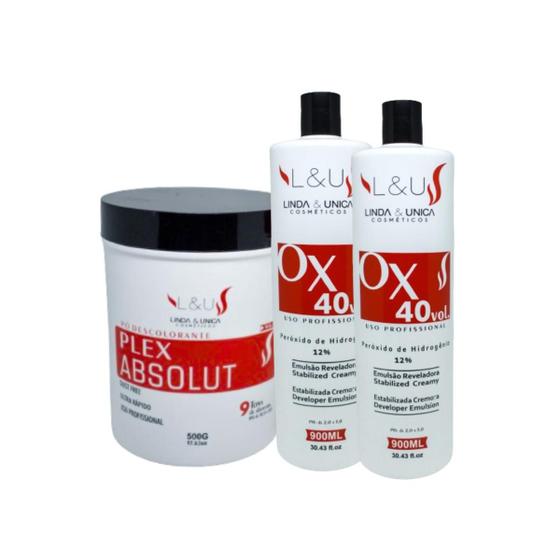 Imagem de Kit 02 Oxidante 40 Volumes + Pó Descolorante Plex Absolut Linda & Única