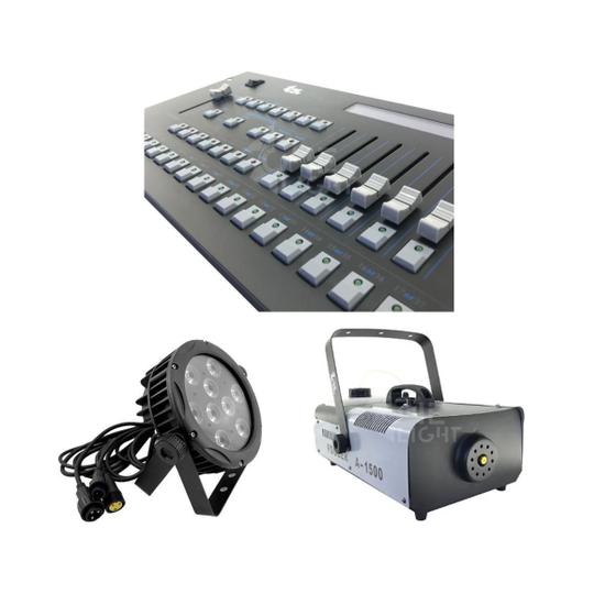 Imagem de Kit 02 Par Led Slim + Mesa Controladora + Maquina De Fumaça