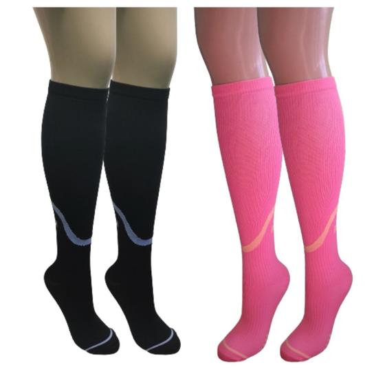 Kit 02 Pares De Meias Compressão 3/4 Compridas Para Corrida Treino Em Academia Ciclismo Feminina Corrida - Selene Menor preço em Kit 02 Pares De Meias Compressão 3/4 Compridas Para Corrida Treino Em Academia Ciclismo Feminina Corrida - Selene