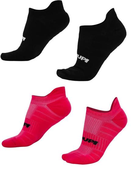 Imagem de Kit 02 Pares Meia Corrida HUPI Pro Invisível Preto e Rosa