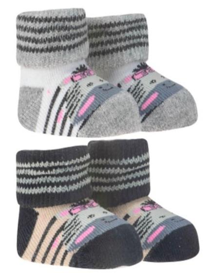 Imagem de Kit 02 Pares Meias Pantufa ZEBRA para Bebê Recém Nascido - Dallf