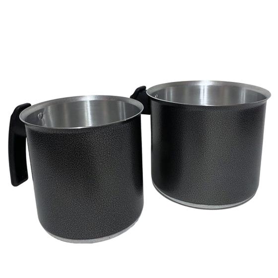 Imagem de Kit 02 Pçs Caneco Alumínio Preto Craqueado N12-14