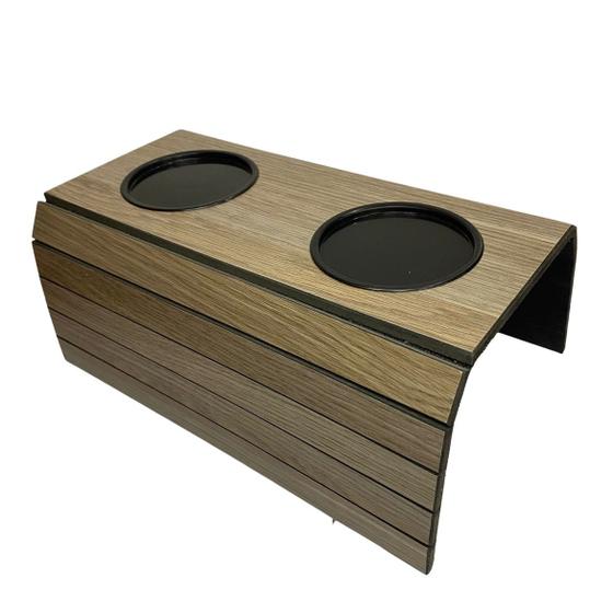 Imagem de Kit 02 Pçs Esteira Para Braço Sofá Flexível Com 2 Porta Copos Mdf Lulay Store