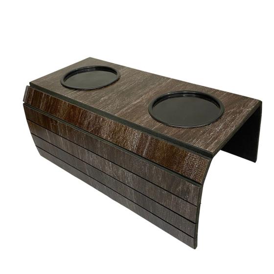 Imagem de Kit 02 Pçs Esteira Para Braço Sofá Flexível Com 2 Porta Copos Mdf Lulay Store