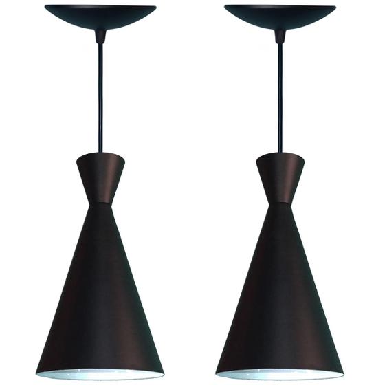 Imagem de Kit 02 Pendentes Lustre Cone Estilo Tom Dixon Preto Fosco