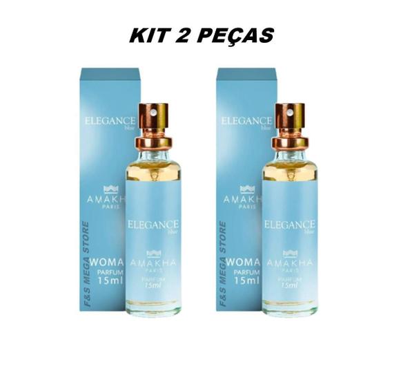 Imagem de Kit 02 Perfume Feminino Elegance Blue Amakha Paris 15Ml