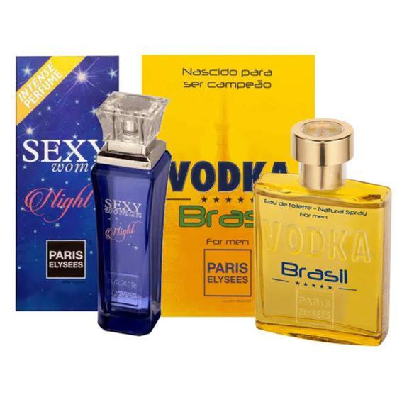 Imagem de Kit 02 Perfumes Vodka Brasil Amarelo + Sexy Woman Night - Paris Elysees 100ml