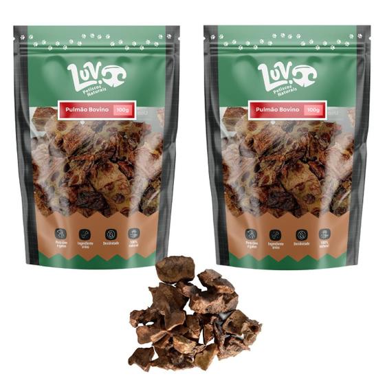 Imagem de Kit 02 Petiscos Natural Caes E Gatos Pulmao Bovino 100g Luv