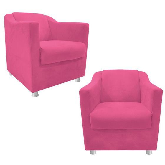 Imagem de kit 02 Poltrona Cadeira Decorativas Babel Recepção Sala de Estar Corano Pink - DAMAFFÊ MÓVEIS