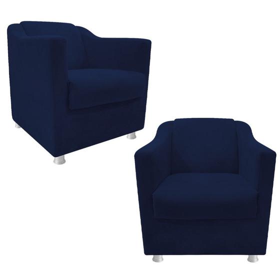 Imagem de kit 02 Poltrona Cadeira Decorativas Babel Suede Azul Marinho - DAMAFFÊ MÓVEIS