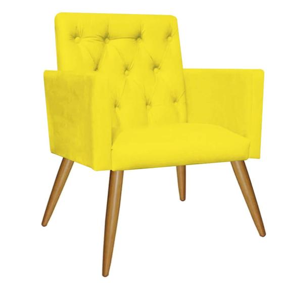 Imagem de Kit 02 Poltrona Cadeira Nina Captone Decorativa Recepção Sala De Estar material sintético Amarelo - KDAcanto Móveis