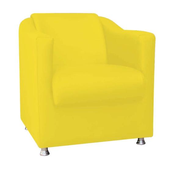 Imagem de Kit 02 Poltrona Cadeira Tilla Decorativa Recepção Sala De Estar Tecido Sintético Amarelo - KDAcanto Móveis