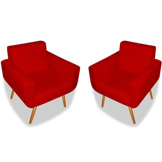 Imagem de Kit 02 Poltrona Decorativa Anitta Suede Vermelho