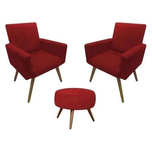 Imagem de Kit 02 Poltrona Decorativa Nina + Puff Suede Vermelho