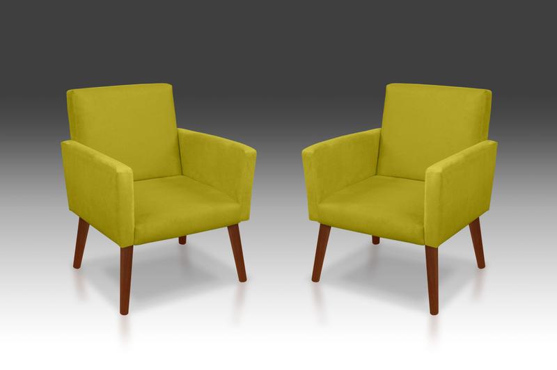 Imagem de Kit 02 Poltrona Nina suede Amarelo-Modena Decor 