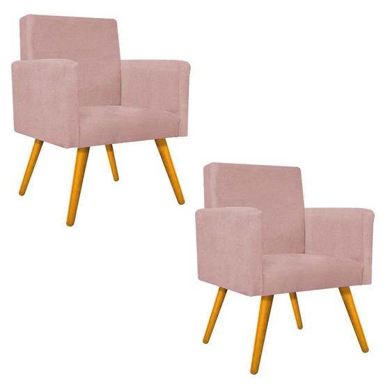Kit 02 Poltronas Cadeiras Decorativas Pés Palito Beatriz para Recepção Sala de Estar Luxo Suede Rosê - AM Decor Menor preço em Kit 02 Poltronas Cadeiras Decorativas Pés Palito Beatriz para Recepção Sala de Estar Luxo Suede Rosê - AM Decor