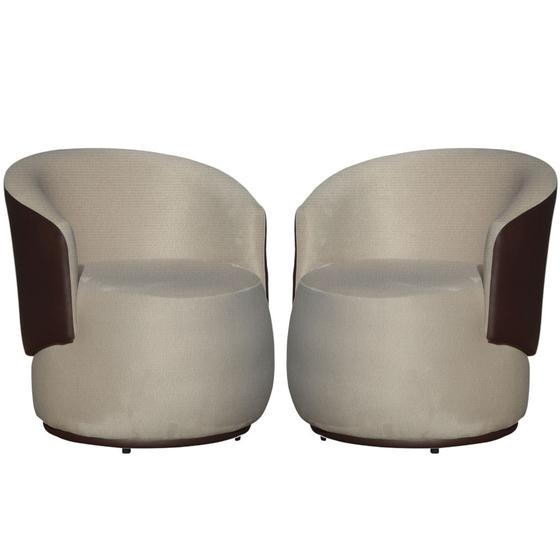 Imagem de Kit 02 Poltronas Decorativa Beatriz Confortáveis Tecido Suede Mesclado em material sintético Marrom - Estopar
