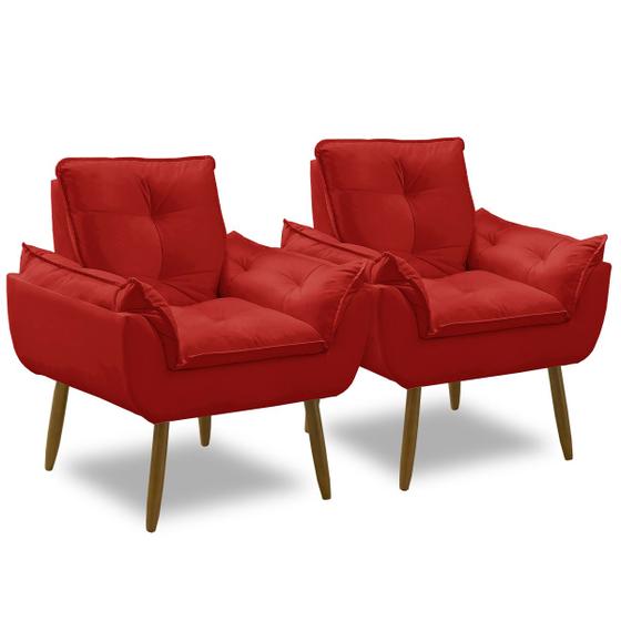 Imagem de Kit 02 poltronas decorativa confortável Opala para sala, quarto, recepção e escritório - Porto Decor