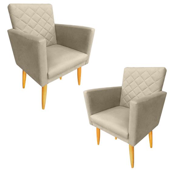 Imagem de Kit 02 Poltronas Decorativa Maitê Suede Bege para leitura