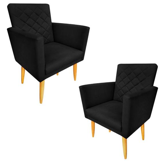 Imagem de Kit 02 Poltronas Decorativa Maitê Suede Preto para casa - 2M Decor