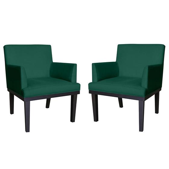 Imagem de Kit 02 Poltronas Decorativa Vitória Sala e Recepção Com Base de Madeira Suede Verde - DS Estofados