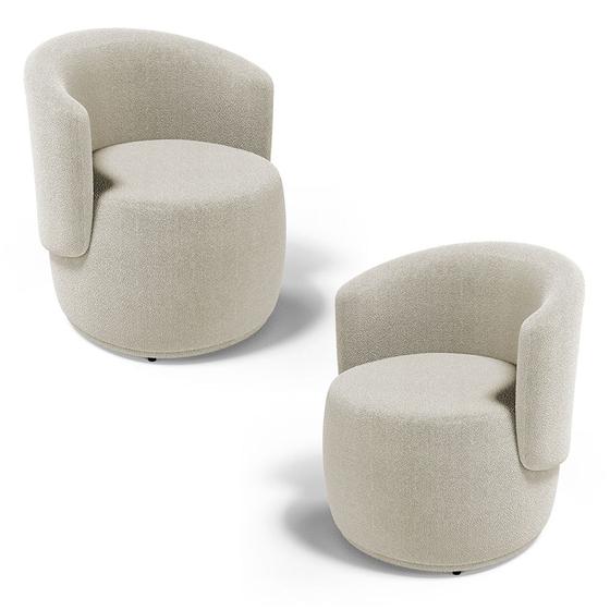 Imagem de Kit 02 Poltronas Decorativas Aisha Orgânica Bouclê Bege - Desk Design