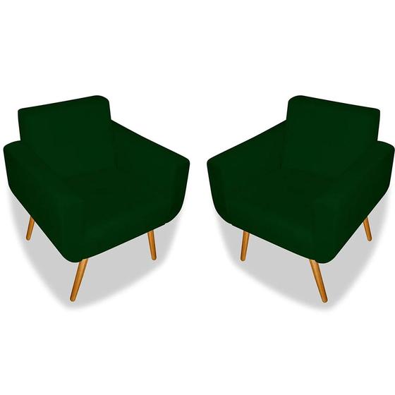 Imagem de Kit 02 Poltronas Decorativas Anitta Com Pés Palito Suede Verde