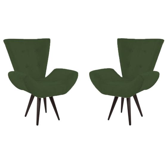 Imagem de Kit 02 Poltronas Decorativas Bella Com Pés Palito Suede Verde