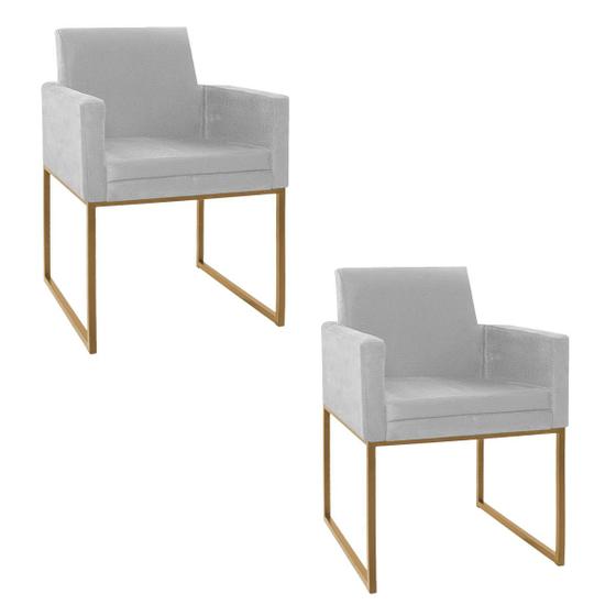 Imagem de Kit 02 Poltronas Decorativas Bellinha Base de Ferro Dourado Corano - ADJ Decor