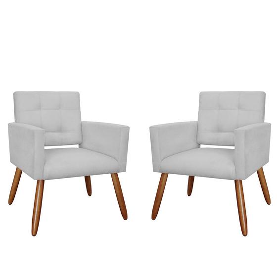 Imagem de Kit 02 Poltronas Decorativas Camila Pés Palito Suede Branco - DS Estofados