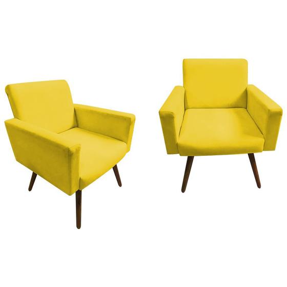 Imagem de Kit 02 Poltronas Decorativas Nina Suede Amarelo