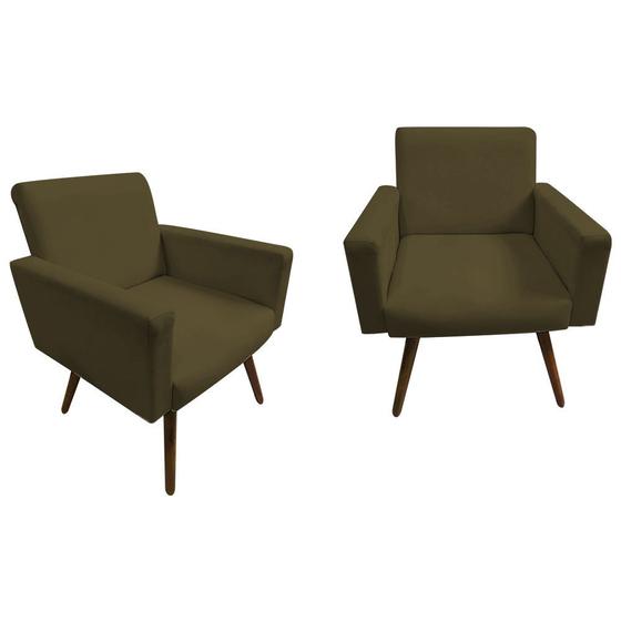 Imagem de Kit 02 Poltronas Decorativas Nina Suede Marrom