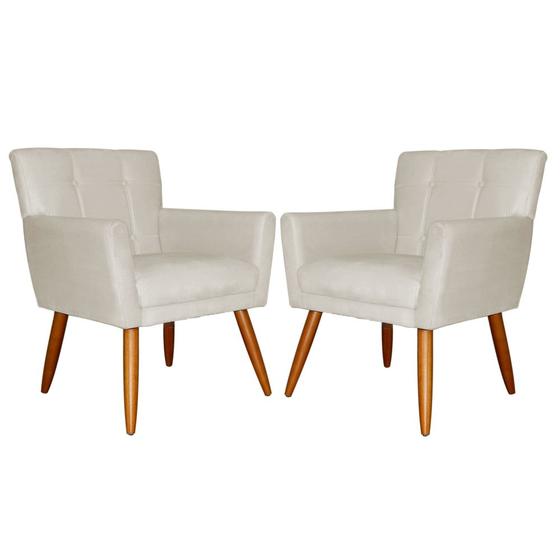 Imagem de Kit 02 Poltronas Decorativas Onix Suede Bege - SA Móveis