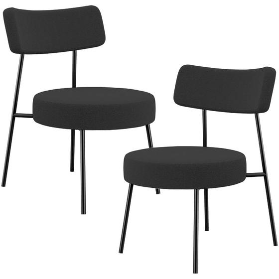 Imagem de Kit 02 Poltronas Decorativas Para Sala De Estar Base Fixa Londres L02 Bouclê Preto - Lyam