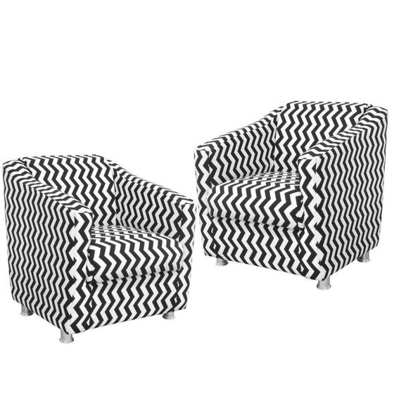 Imagem de Kit 02 Poltronas Decorativas Para Sala e Escritório Laura Zig Zag Preto - Lyam Decor