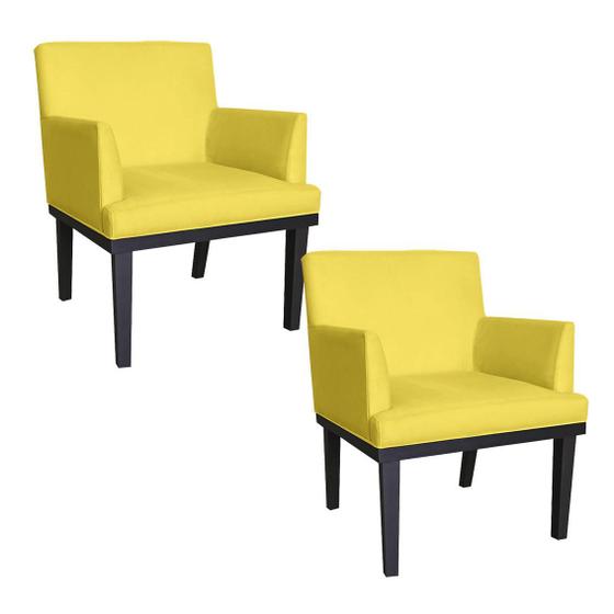 Imagem de Kit 02 Poltronas Decorativas Para sala E Escritório Vitória Corano Amarelo- LM DECOR