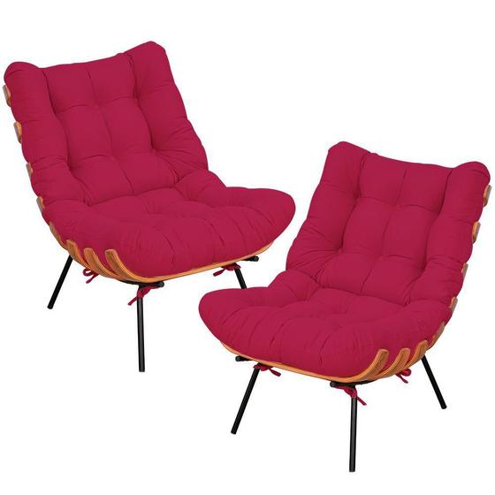 Imagem de Kit 02 Poltronas Decorativas Sala de Estar Costela Suede Pink - Lyam Decor